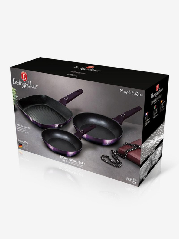 Berlingerhaus Panvica s titánovým povrchom sada 3 ks Purple Eclipse Collection gril BERLINGERHAUS