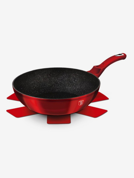 Berlingerhaus Wok panvica s mramorovým povrchom BERLINGERHAUS Burgundy Metallic Line (28 cm)