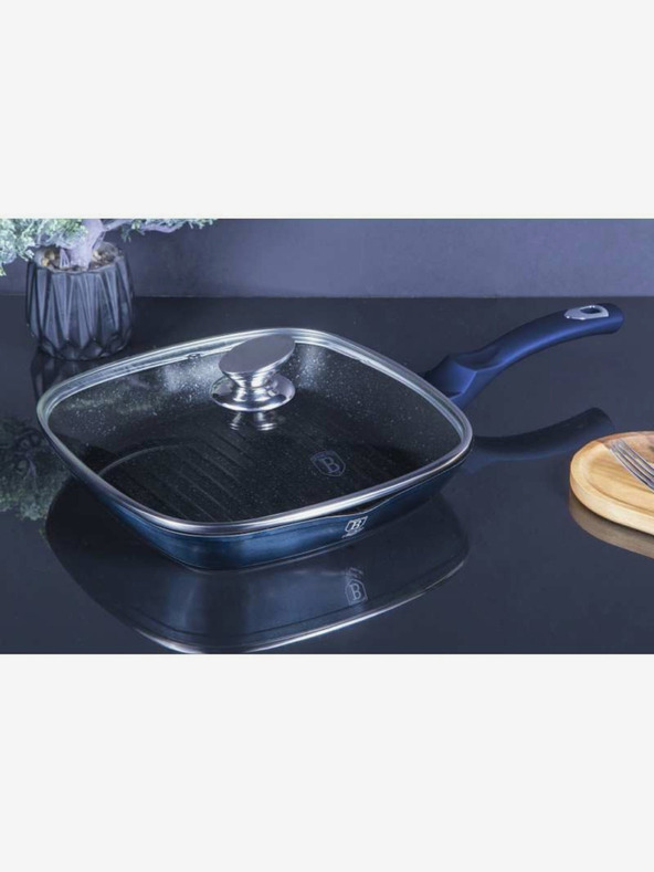Berlingerhaus Grilovacia panvica s mramorovým povrchom a vekom 28 cm BERLINGERHAUS Metallic Line Aquamarine Edition