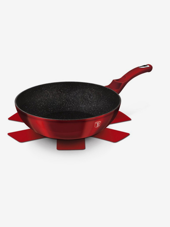 Berlingerhaus Panvica WOK s mramorovým povrchom 30 cm Burgundy Metallic Line BERLINGERHAUS