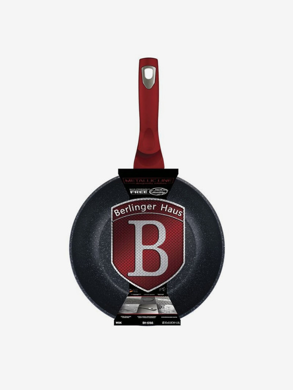 Berlingerhaus Panvica WOK s mramorovým povrchom 30 cm Burgundy Metallic Line BERLINGERHAUS