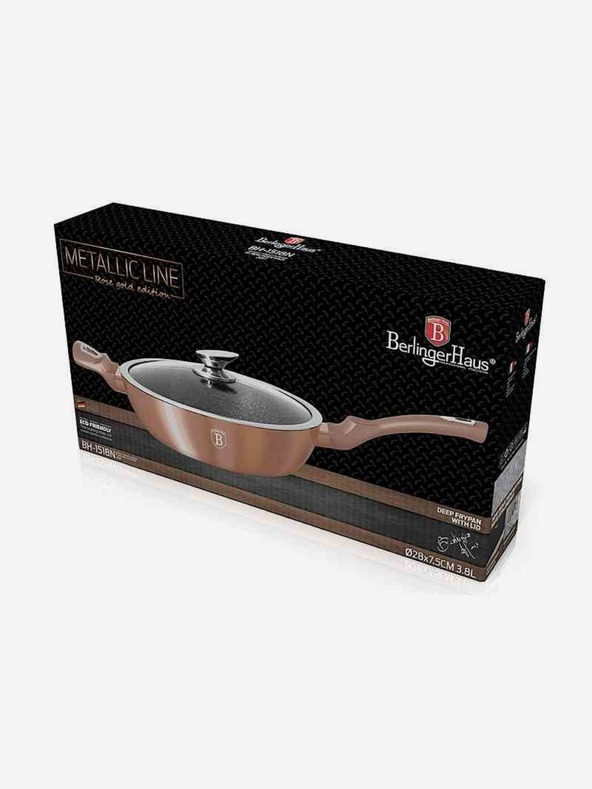 Berlingerhaus Hlboká panvica s mramorovým povrchom a pokrievkou 28 cm Rosegold Metallic Line BERLINGERHAUS