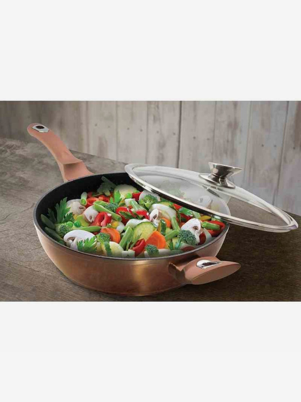 Berlingerhaus Hlboká panvica s mramorovým povrchom a pokrievkou 28 cm Rosegold Metallic Line BERLINGERHAUS