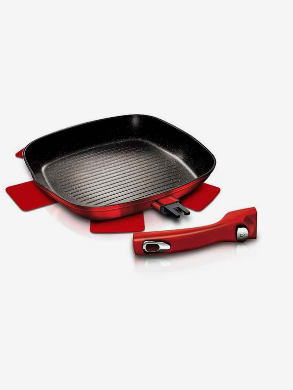 Berlingerhaus Grilovacia panvica s mramorovým povrchom a snímateľnou rukoväťou 28 cm Burgundy Metallic Line BERLINGERHAUS