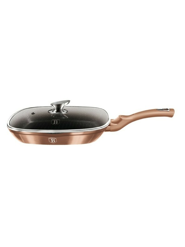 Berlingerhaus Grilovacia panvica s mramorovým povrchom a pokrievkou 28 cm Rosegold Metallic Line BERLINGERHAUS