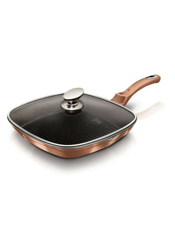 Berlingerhaus Grilovacia panvica s mramorovým povrchom a pokrievkou 28 cm Rosegold Metallic Line BERLINGERHAUS