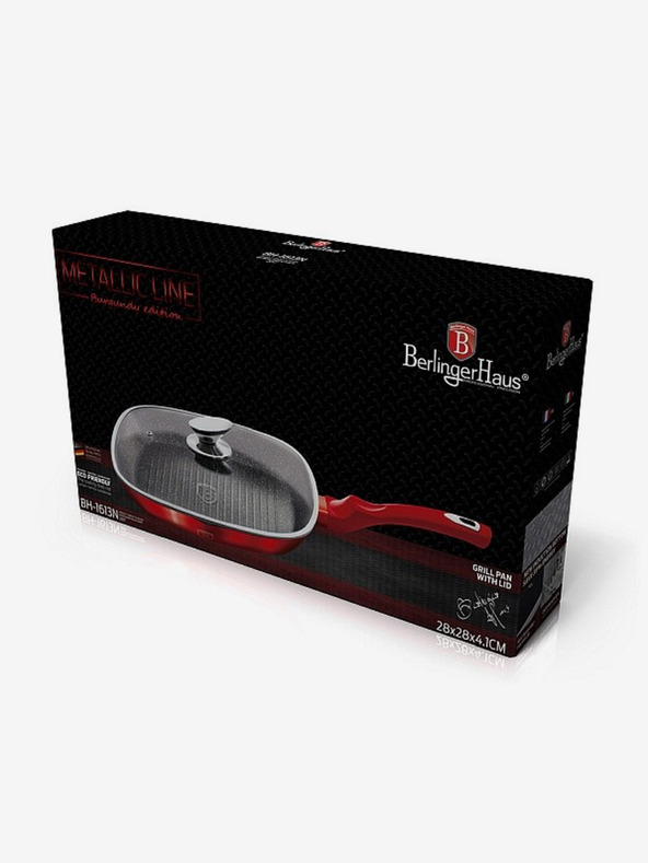 Berlingerhaus Grilovacia panvica s pokrievkou a mramorovým povrchom 28 cm Burgundy Metallic Line BERLINGERHAUS