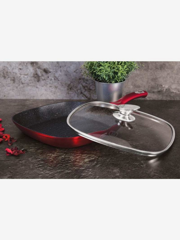 Berlingerhaus Grilovacia panvica s pokrievkou a mramorovým povrchom 28 cm Burgundy Metallic Line BERLINGERHAUS