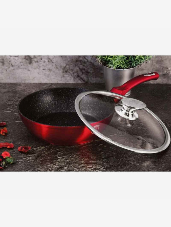 Berlingerhaus Hlboká panvica s mramorovým povrchom a pokrievkou 24 cm Burgundy Metallic Line BERLINGERHAUS