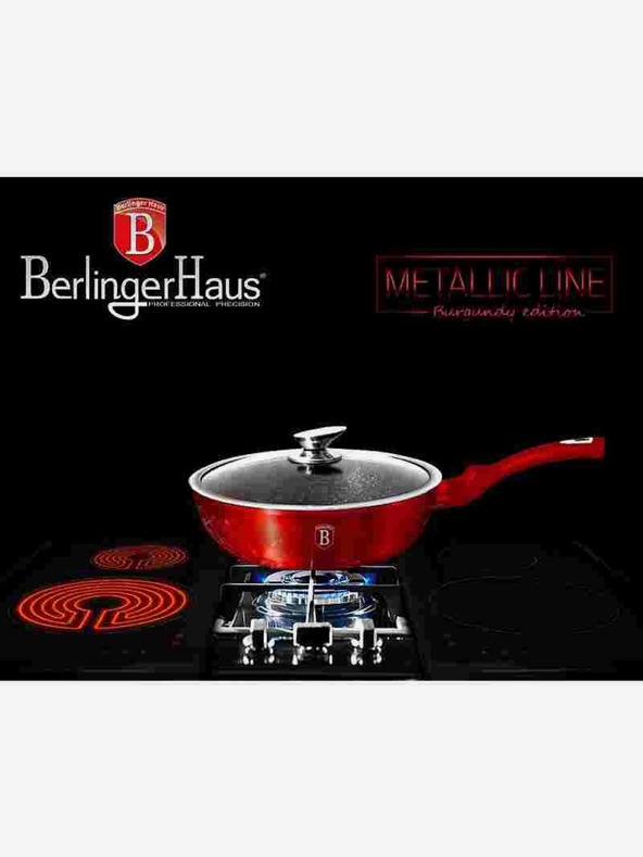 Berlingerhaus Hlboká panvica s mramorovým povrchom a pokrievkou 24 cm Burgundy Metallic Line BERLINGERHAUS