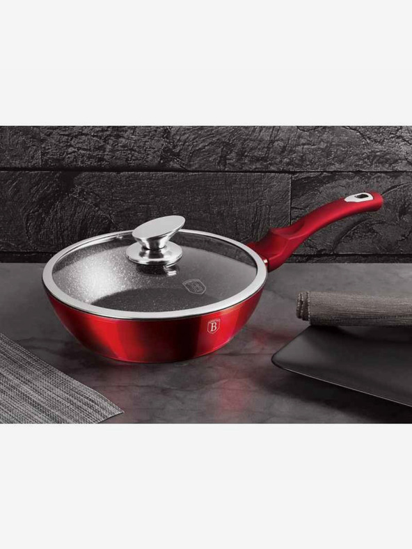 Berlingerhaus Hlboká panvica s mramorovým povrchom a pokrievkou 24 cm Burgundy Metallic Line BERLINGERHAUS