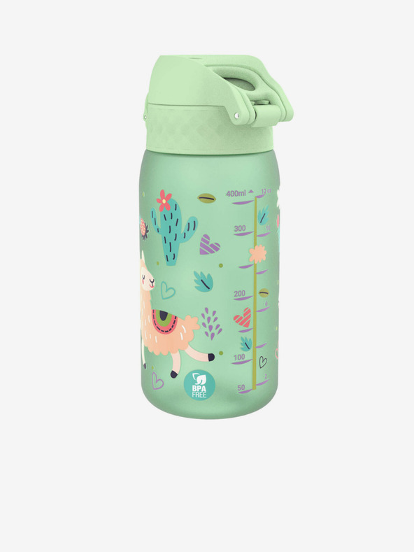 ION8 Svetlo zelená vzorovaná fľaša Ion8 Leak Proof Llamas (350 ml)