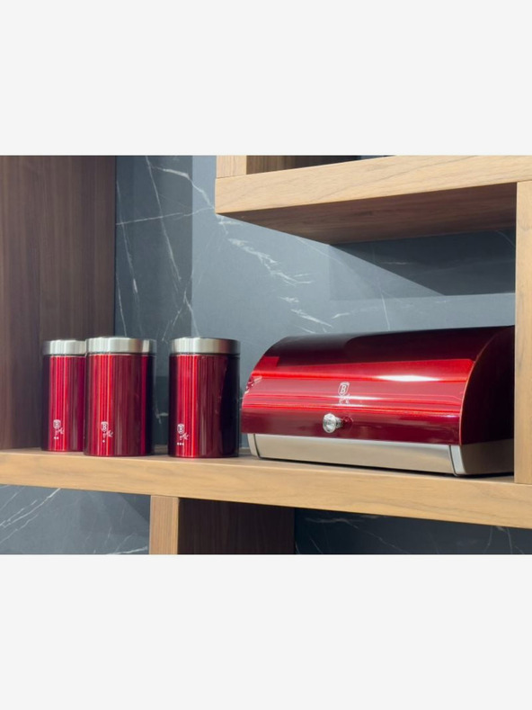 Berlingerhaus Chlebník a sada troch misiek na potraviny BERLINGERHAUS Burgundy Metallic Line