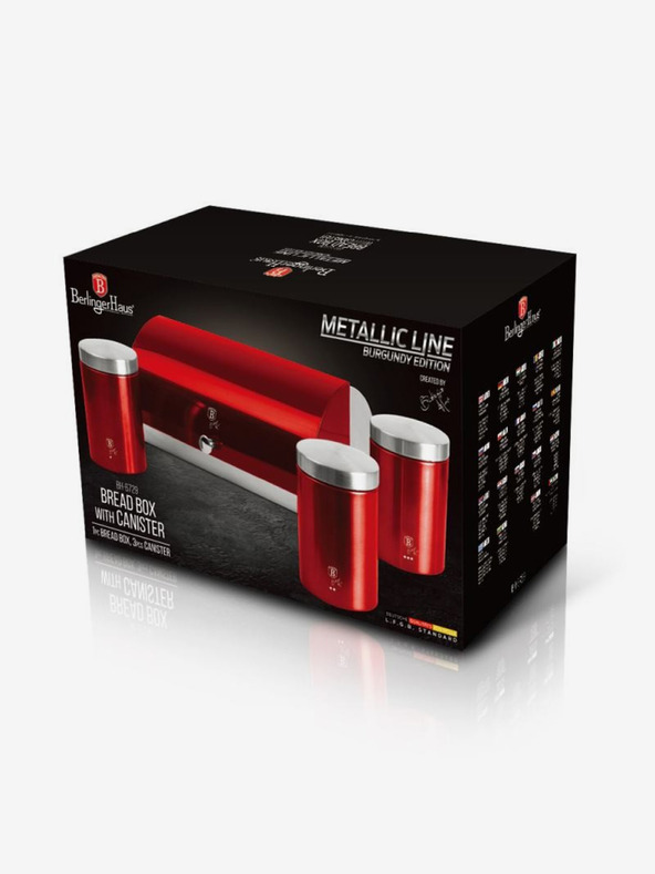 Berlingerhaus Chlebník a sada troch misiek na potraviny BERLINGERHAUS Burgundy Metallic Line