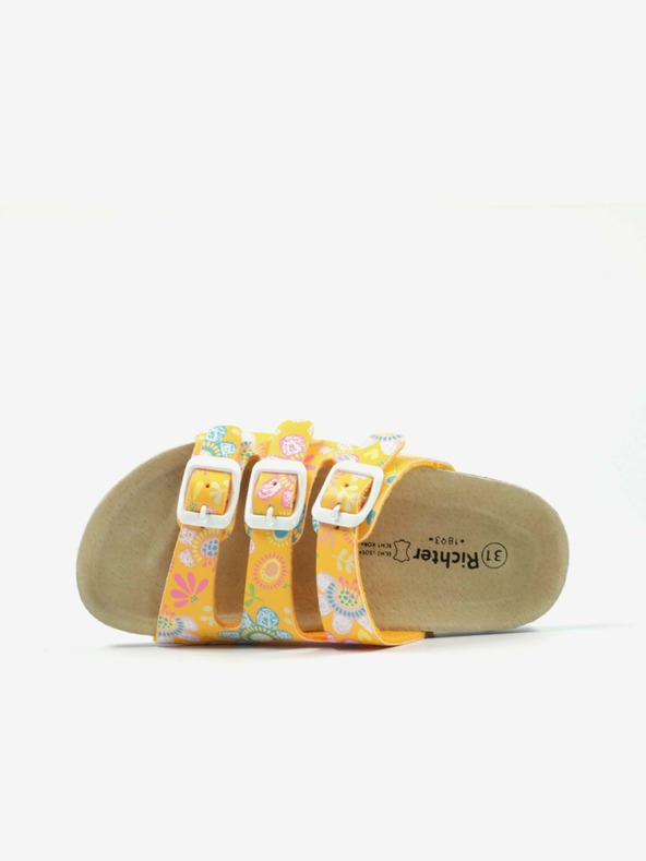 Richter Oranžové dievčenské kvetinové papuče Richter