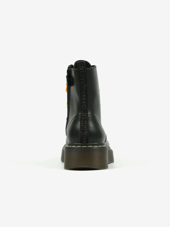 Richter Čierne dievčenské kožené členkové čižmy Richter