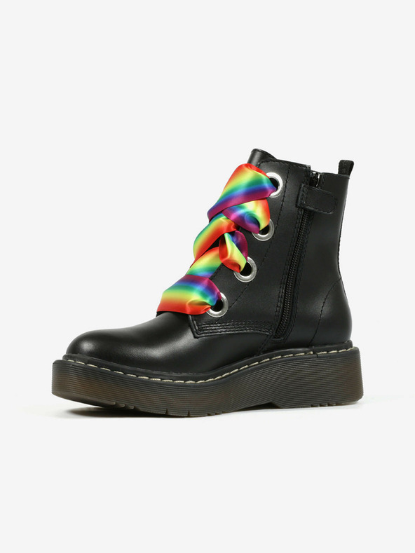 Richter Čierne dievčenské kožené členkové čižmy Richter