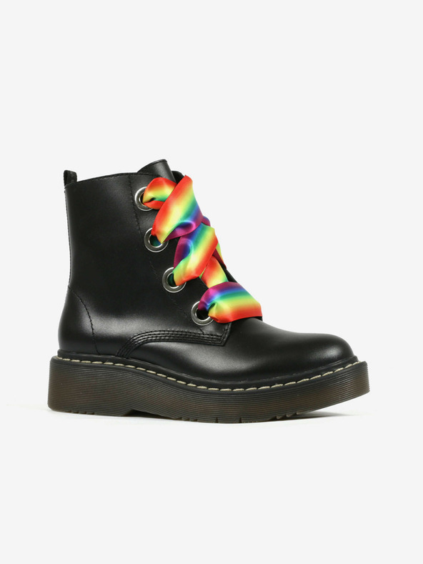 Richter Čierne dievčenské kožené členkové čižmy Richter