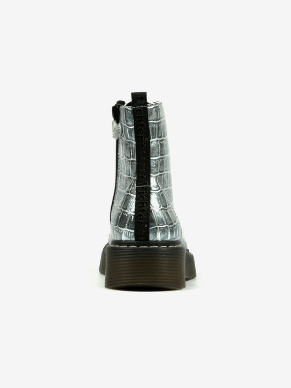 Richter Dievčenské členkové čižmy v striebornej farbe so zvieracím vzorom Richter