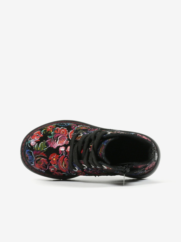 Richter Čierne dievčenské členkové topánky s kvetmi Richter