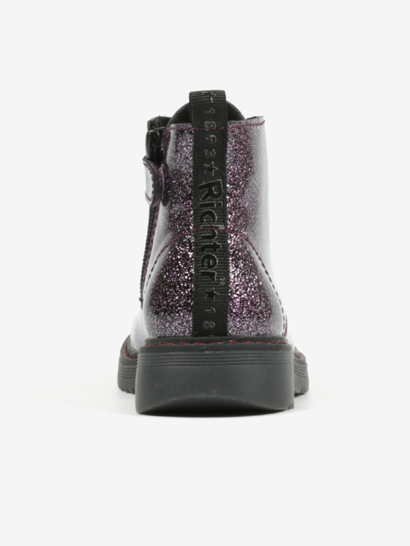 Richter Tmavofialové dievčenské trblietavé členkové čižmy Richter