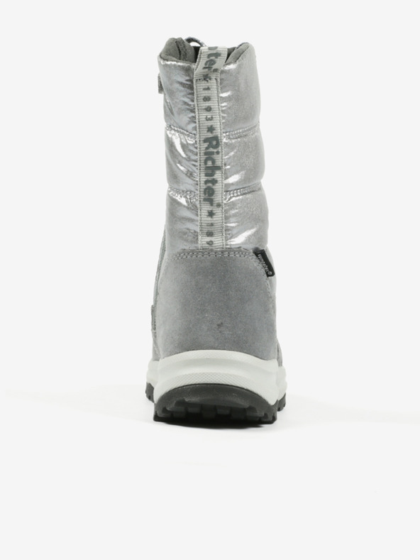 Richter Dievčenské snehové čižmy so semišovými detailmi v striebornej farbe Richter