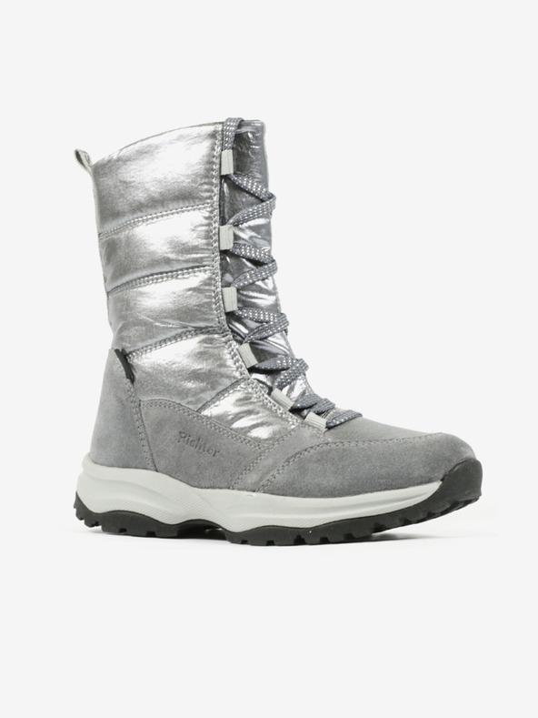 Richter Dievčenské snehové čižmy so semišovými detailmi v striebornej farbe Richter