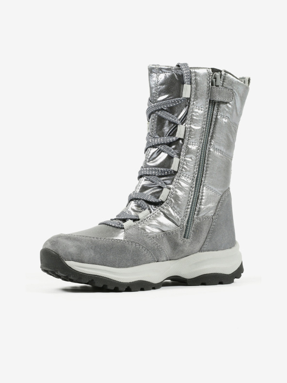 Richter Dievčenské snehové čižmy so semišovými detailmi v striebornej farbe Richter