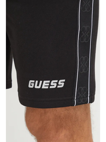 Guess Jeans Pánske čierne krátke nohavice s postranným logom Guess jeans