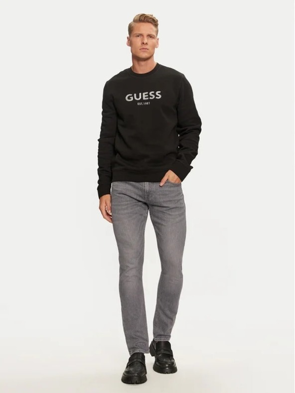 Guess Jeans Pánska čierna mikina Guess Box Cn Sweatshirt