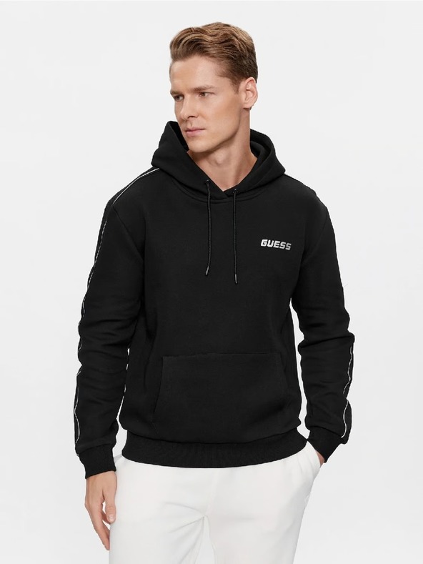 Guess Jeans Pánska čierna mikina Guess Eco Mickey Quattro G Hoodie