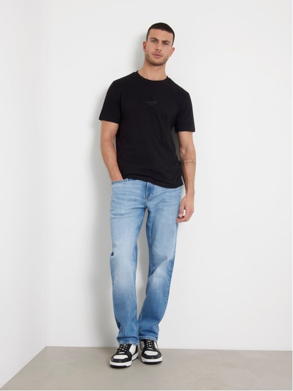Guess Jeans Pánske čierne slim fit tričko jblk Guess jeans