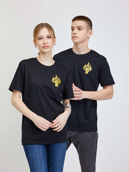DOBRO Čierne unisex tričko s potlačou DOBRO. pre Viki