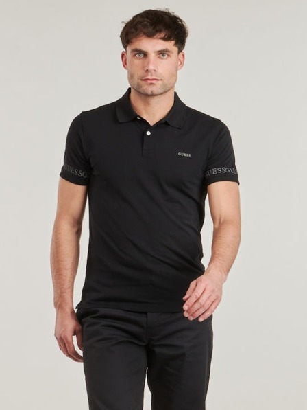 Guess Jeans Pánske čierne polo tričko Nolan Guess jeans