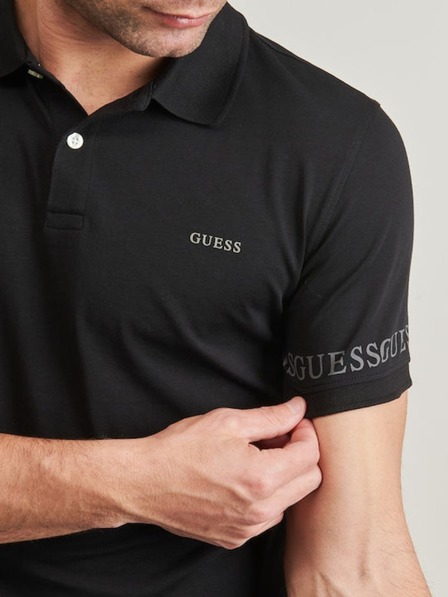 Guess Jeans Pánske čierne polo tričko Nolan Guess jeans