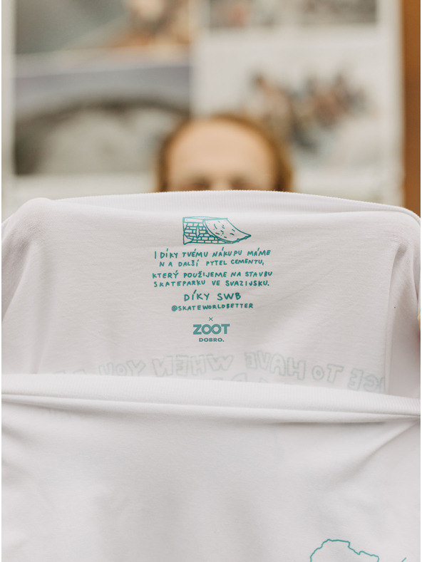 DOBRO Biele pánske tričko DOBRO. Skate World Better