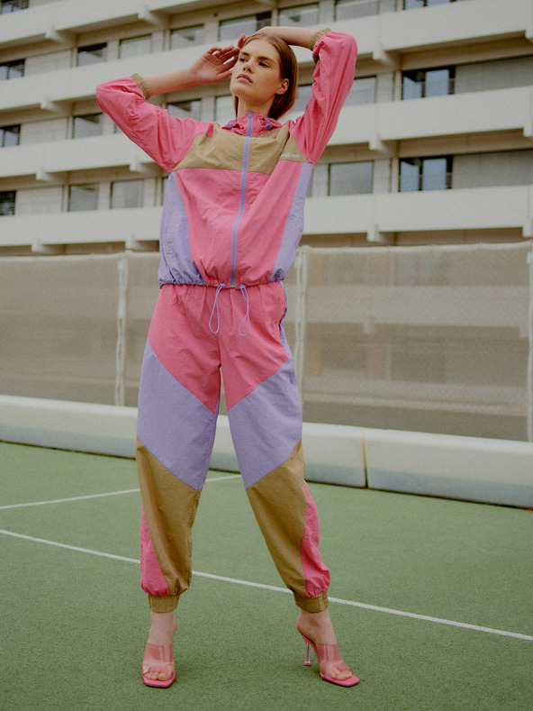 The Jogg Concept Béžovo-ružová dámska ľahká šušťáková bunda The Jogg Concept