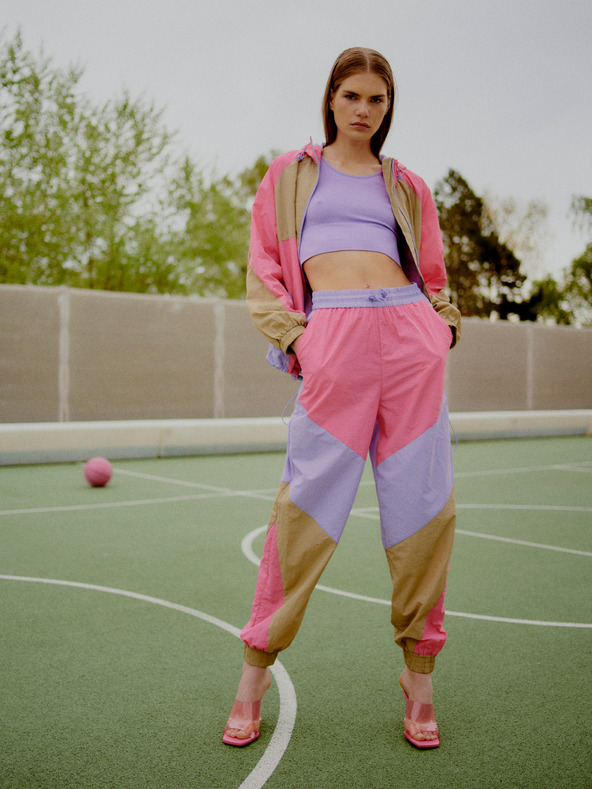 The Jogg Concept Béžovo-ružová dámska ľahká šušťáková bunda The Jogg Concept