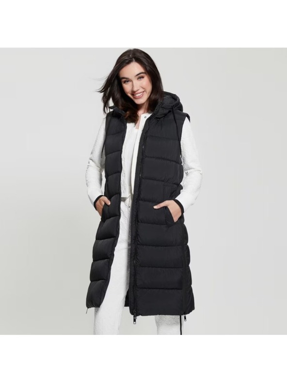 Guess Jeans Dámska čierna pérová vesta Guess jeans