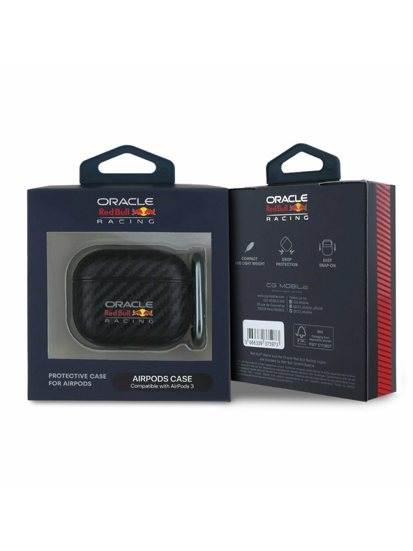 Oracle Red Bull Racing Red Bull PU karbónové puzdro pre AirPods 3 čierne