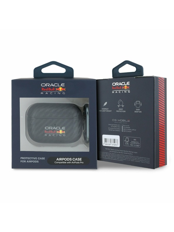 Oracle Red Bull Racing Red Bull PU karbónové puzdro pre AirPods Pro čierne