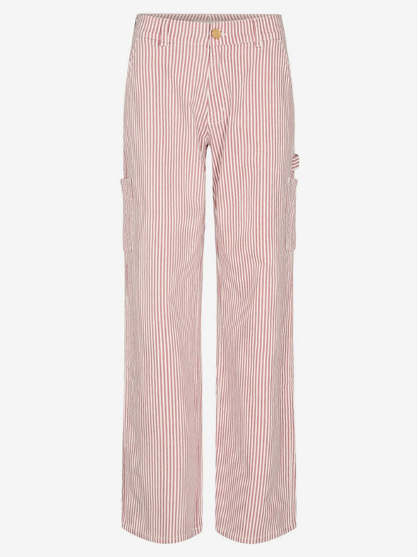 Sofie Schnoor Bielo-červené dámske pruhované voľné nohavice Sofie Schnoor