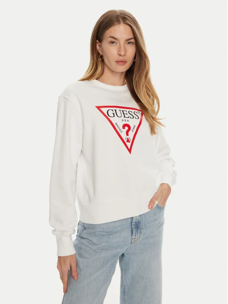 Guess Jeans Dámska biela mikina big triangle logo Guess jeans
