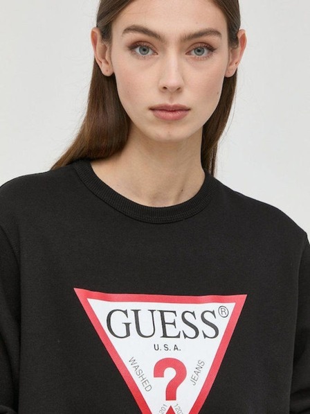 Guess Jeans Dámska čierna mikina big triangle logo Guess jeans