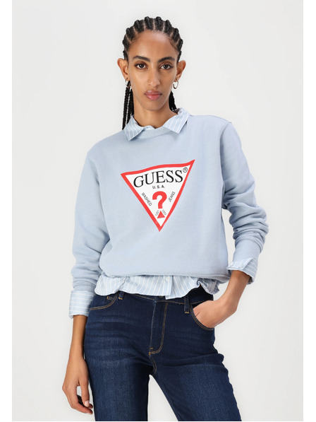 Guess Jeans Dámska svetlomodrá mikina big triangle logo Guess jeans