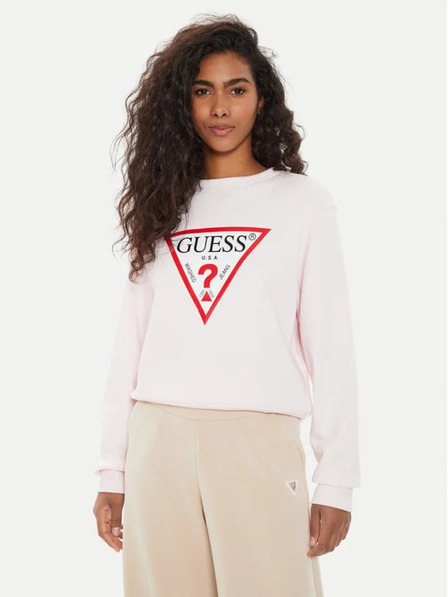 Guess Jeans Dámska ružová mikina big triangle logo Guess jeans