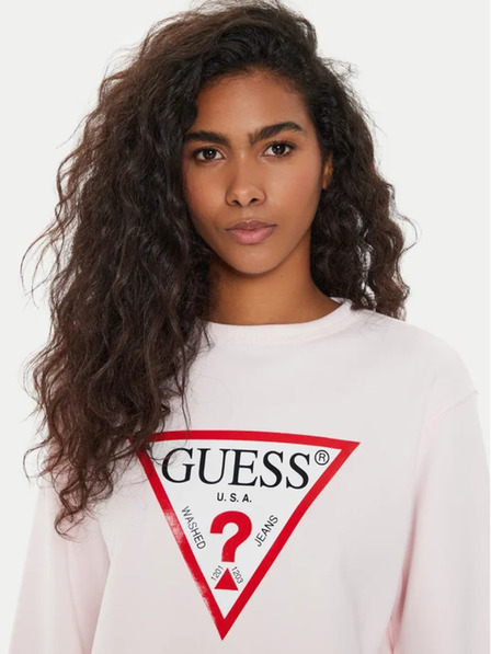 Guess Jeans Dámska ružová mikina big triangle logo Guess jeans