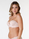 Wonderbra Krémová dámska čipkovaná podprsenka bez ramienok Wonderbra ULTIMATE LACE STRAPLESS BRA