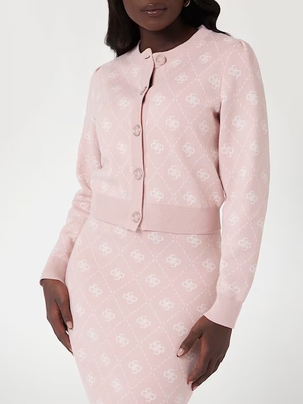 Guess Jeans Dámsky ružový kardigán z vlnenej zmesi s logom 4G Guess jeans