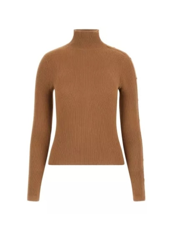 Guess Jeans Dámsky hnedý sveter Coconut latte Guess jeans